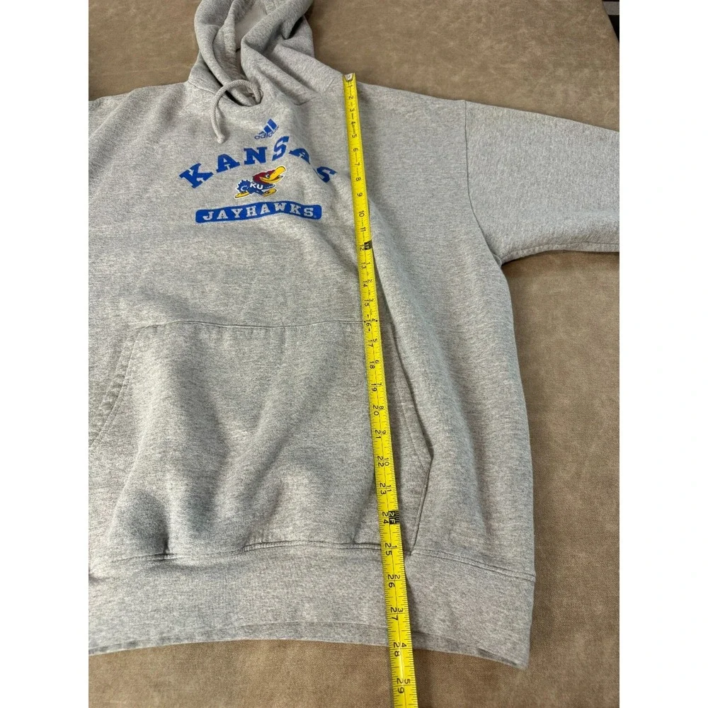 Adidas‎ Mens Kansas Jayhawks Graphic Logo Drawstring Hoodie Sweatshirt Gray M